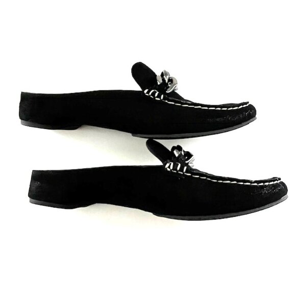 Donald Pliner Black Metallic Slip-On Mule Shoe Loafer Style Bless Women Size 7 - Picture 4 of 7